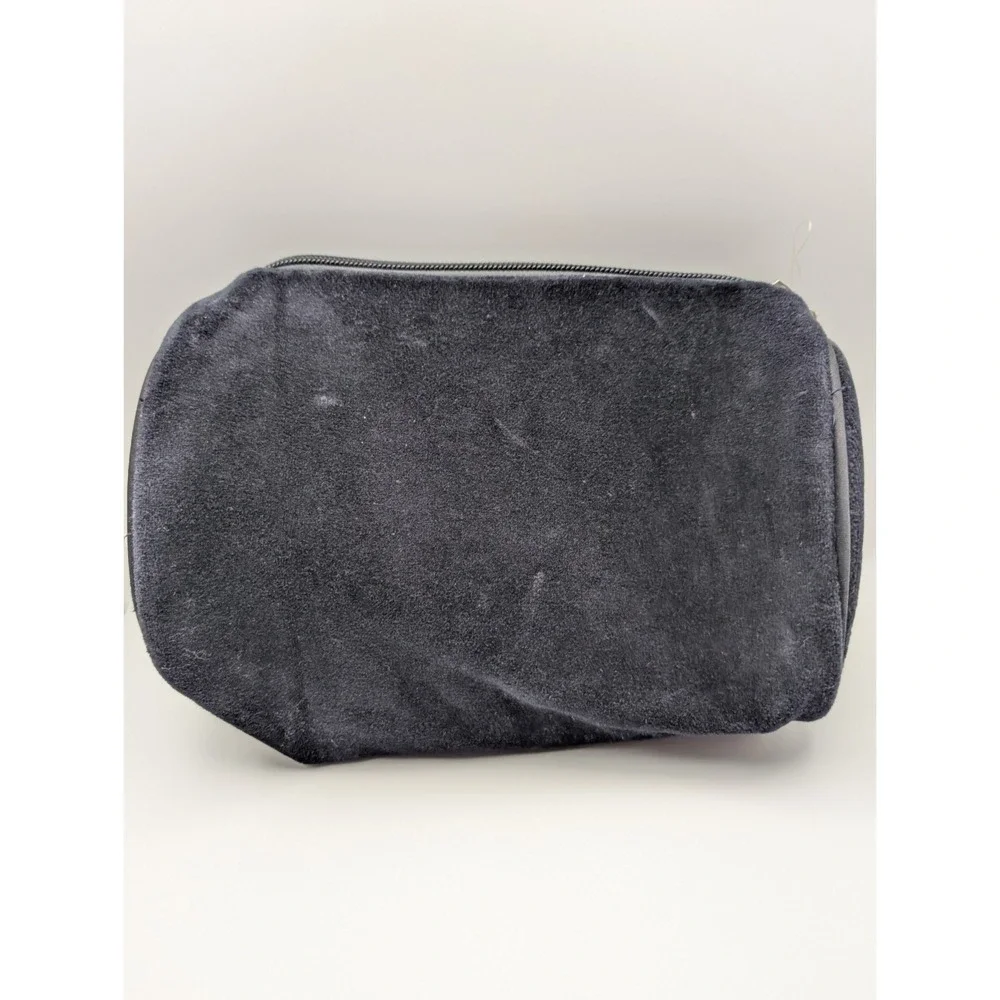 Vintage Bath Body Works So Glam Rhinestone Black Velvet Velour Cosmetic Bag Zip